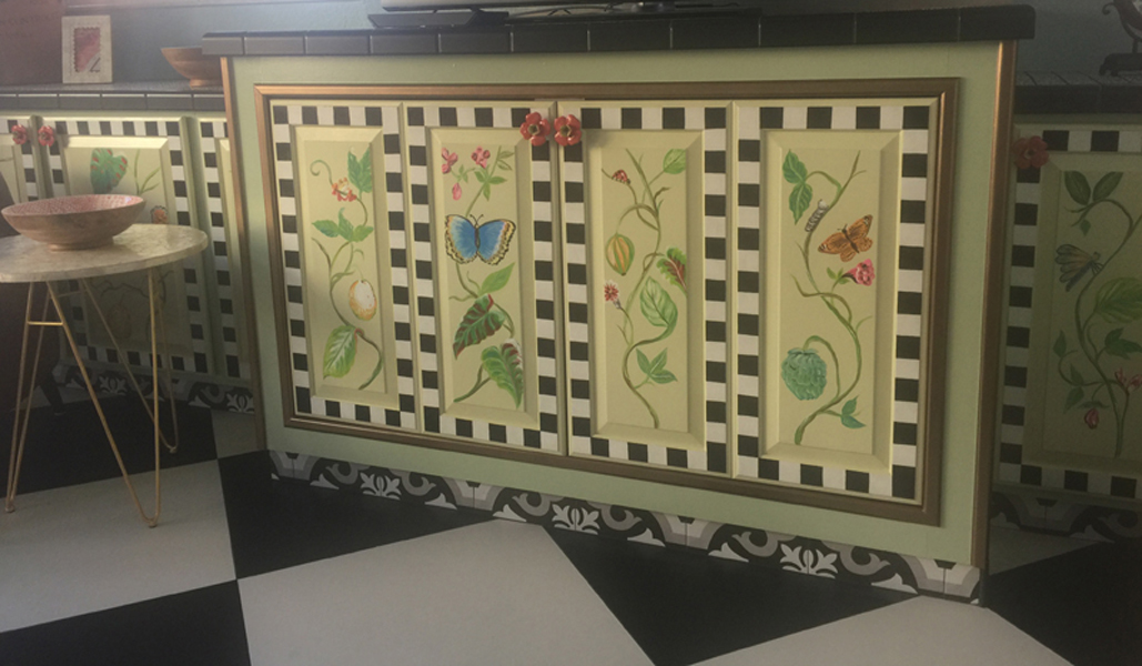 hand painted tv cabinet
